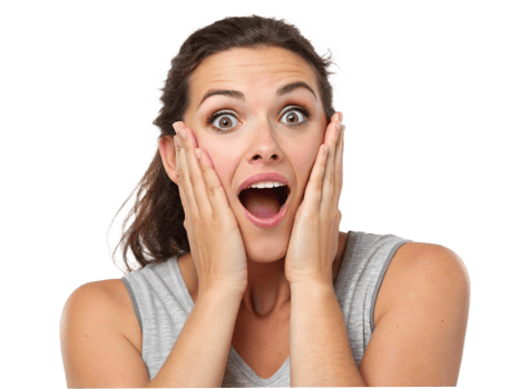 Surprised woman expressing emotion portrait photography studio environment close-up view feelings png
