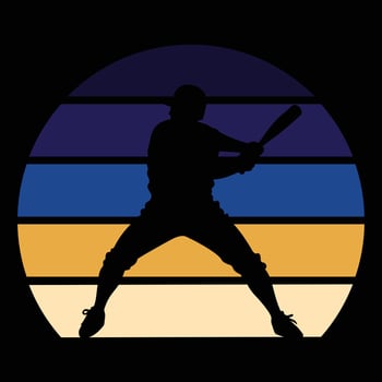 Retro Sunset Baseball Silhouette and Sport Design vector