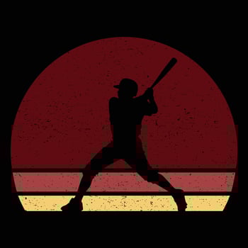 Retro Baseball Silhouette with Sunset Background vector