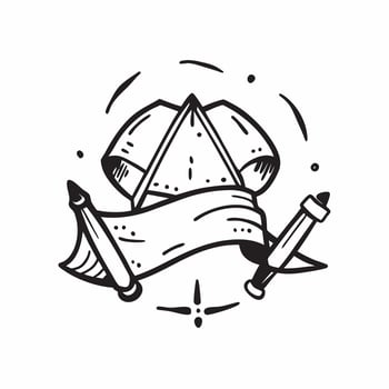 Tent and hiking poles symbol with copy space for travel gear concept as An outdoor gear oriented tent and hiking poles symbol with ample copy space ideal for visualizing camping eq Dynamic vector
