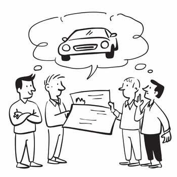 Friends discussing car features concept as High resolution image of friends discussing features for their first car with a glossy backdrop highlighting the excitement and informed Dynamic Set 2 vector