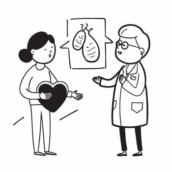 Cardiologist explaining heart surgery to a patient concept as A cardiologist explains the details of heart surgery to a patient emphasizing care and communication Ideal for cardio Dynamic vector