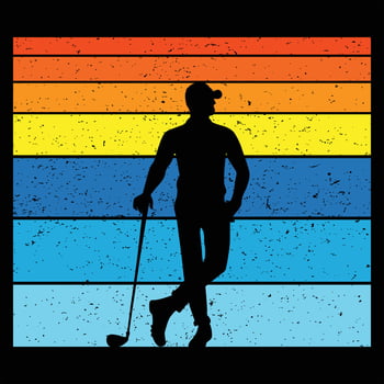 Golf Player in Silhouette with Retro Sunset vector