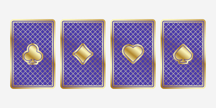 Elegant playing cards featuring detailed patterns, great for poker, baccarat, or casino designs. Perfect for card games or gambling themes. vector