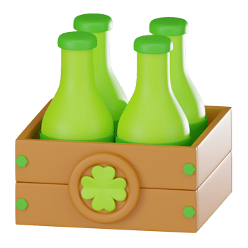 3D Render, Beer Crate for St Patricks Day, Icon Illustration png