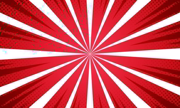 Cartoon style vibrant red sunburst background. vector