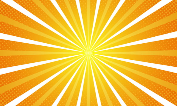 Comic style vibrant orange sunburst background. vector