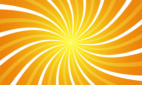 Comic style vibrant orange swirl sunburst background. vector