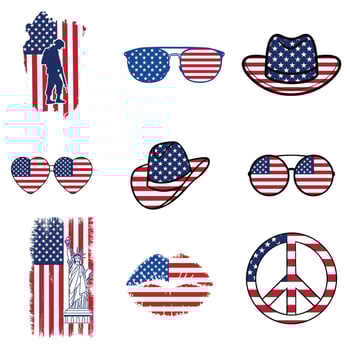 SEt of USA Independence Day ClipArt Design for 4th of July Celebration vector
