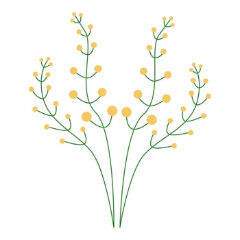 illustration of yellow berries on green branches, ideal for botanical, nature, and decor projects. vector