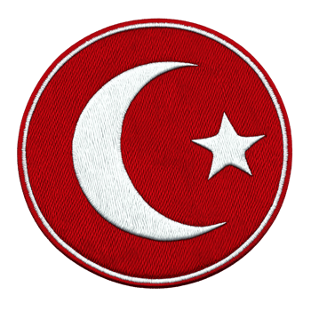 A highly detailed digitized embroidery patch illustration of the Turkey flag png