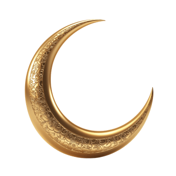An Islamic Ramadan symbol a golden crescent moon, glowing softly png