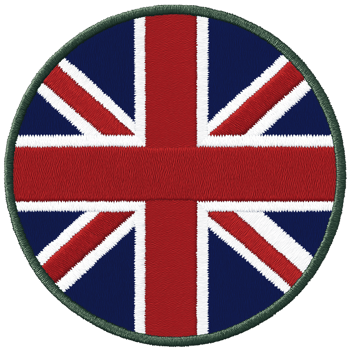 A highly detailed digitized embroidery patch illustration of the United Kingdom flag png
