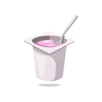 Yogurt in plastic cup isolated on white background. vector