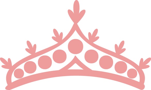 Pink princess crown adorned with round decorations and delicate leaves symbolizes royalty, power, and luxury against a clean white background, enhancing its elegant charm vector