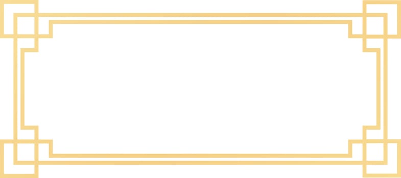 Simple rectangular golden frame with art deco style corners bordering a white empty space, perfect for certificates, invitations, posters, or art prints vector