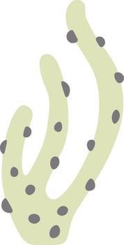Light green decorative seaweed with dark spots growing underwater, marine botanical illustration, simple and elegant design for multiple purposes vector