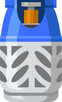 Camping gas cylinder featuring a valve and pressure regulator, providing a portable energy source for cooking, heating, and lighting during outdoor adventures vector