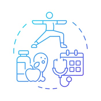 Weight maintenance blue gradient concept icon. Healthy lifestyle. Nutrition management, schedule. Round shape line illustration. Abstract idea. Graphic design. Easy to use in infographic, presentation vector