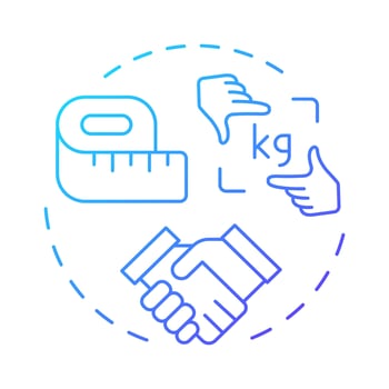 Agree blue gradient concept icon. Weight measurement, management. Goal setting, milestone. Round shape line illustration. Abstract idea. Graphic design. Easy to use in infographic, presentation vector