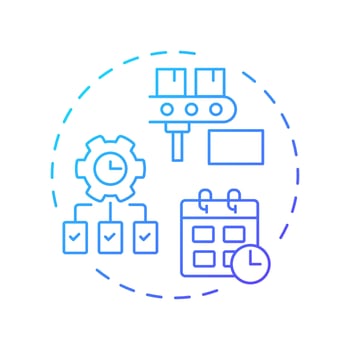 Master production schedule blue gradient concept icon. Products manufacture planning process. MRP input. Round shape line illustration. Abstract idea. Graphic design. Easy to use in booklet vector