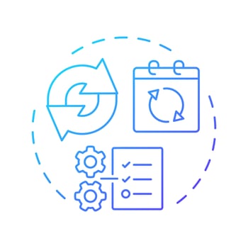Changes to planned orders blue gradient concept icon. Modifications in original production schedules. MRP output. Round shape line illustration. Abstract idea. Graphic design. Easy to use in article vector