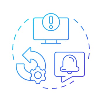Exception reports blue gradient concept icon. Discrepancies between planned and actual performance. MRP output. Round shape line illustration. Abstract idea. Graphic design. Easy to use in booklet vector