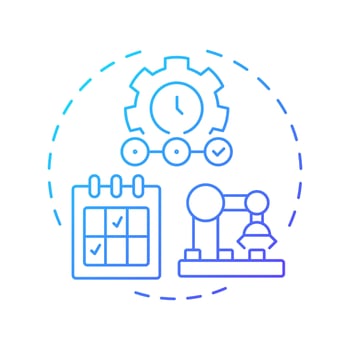 Time phased planning blue gradient concept icon. Manufacturing timelines. SAP consumption based regulation. Round shape line illustration. Abstract idea. Graphic design. Easy to use in article vector