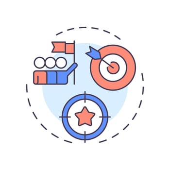 Set team goals multi color concept icon. Planning tasks and targets. Line manager responsibility. Round shape line illustration. Abstract idea. Graphic design. Easy to use in presentation vector