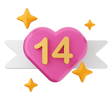 A heart with the number 14 on it png