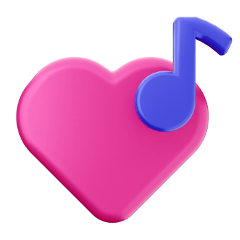 A pink heart with a music note png