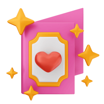 A pink card with a heart on it png
