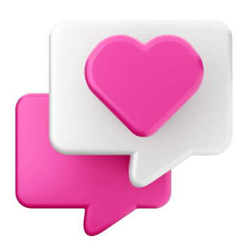 A pink heart and speech bubbles icon png
