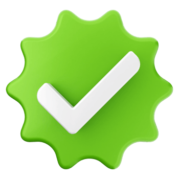 A green check mark on a black background png