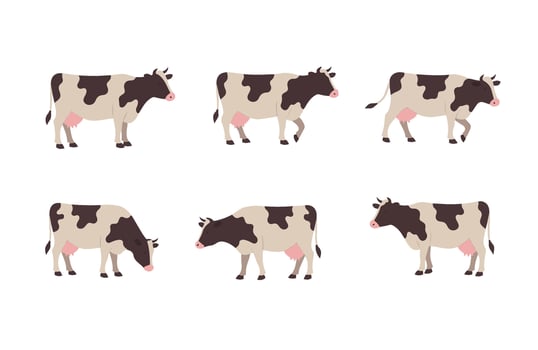 Farm milk cows pack featuring cows standing in formation vector