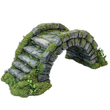 Moss-Laden Stone Bridge Isolated on Transparent Background png