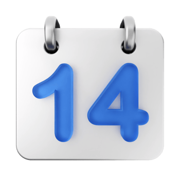 A calendar with the number 14 on it png