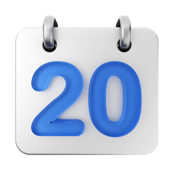 A blue calendar with the number 20 on it png