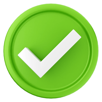 A green check mark on a black background png