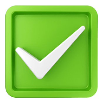 Green check mark icon on a black background png