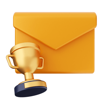 Email envelope with gold trophy png