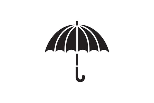 An umbrella icon in black and white on a white background vector