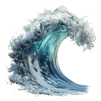 Giant Ocean Wave Illustration on Transparent Background png