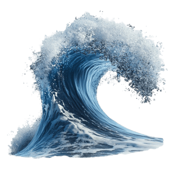 Aesthetic Blue Ocean Wave on Transparent Background png