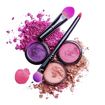 Makeup Brush and Compact Powder on Transparent Background png