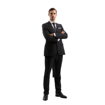 Professional man in suit business office portrait photograph modern environment full-body view success concept png