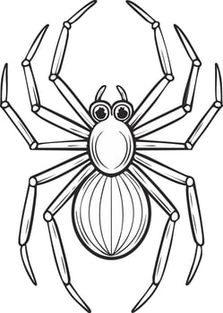 Cute Spider Animal Coloring Kid Book Page in Black and White. and Colored Samples vector