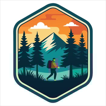 Fun Summer Camp Patch Badge Design Featuring Wild Nature and Adventure vector