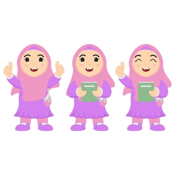 Muslimah School Girl Illustration for Ramadan vector