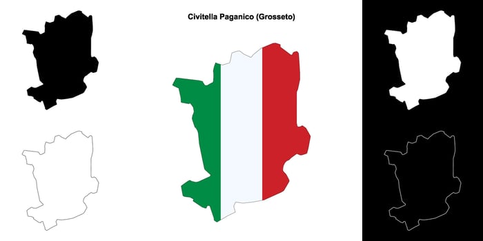Civitella Paganico, Tuscany outline map set vector